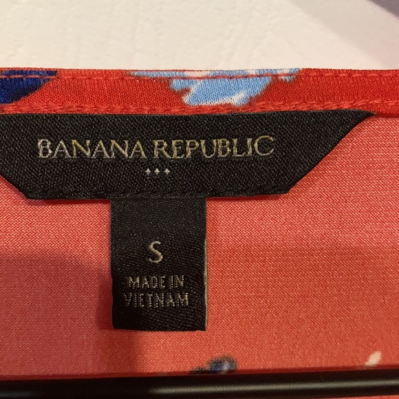 Banana Republic Red Floral Surplice Front Wrap Top Deep V-Neck Long Sleeve S - Picture 5 of 8